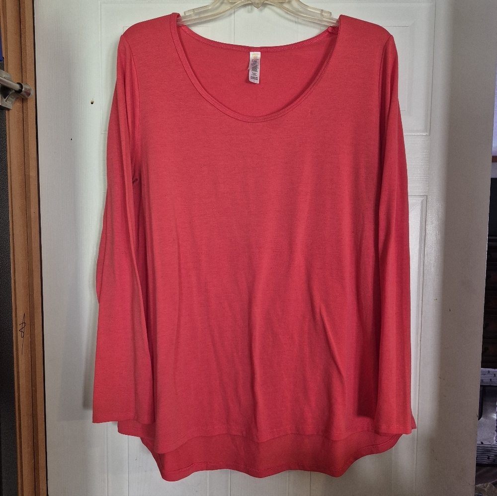 LuLaRoe Vibrant Coral Long Sleeve Top